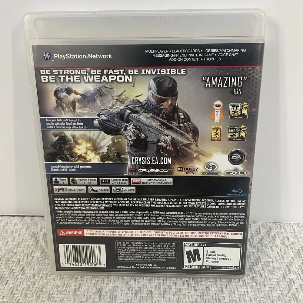 Crysis 2 Sony PlayStation 3 PS3 Complete Shooter Video Game